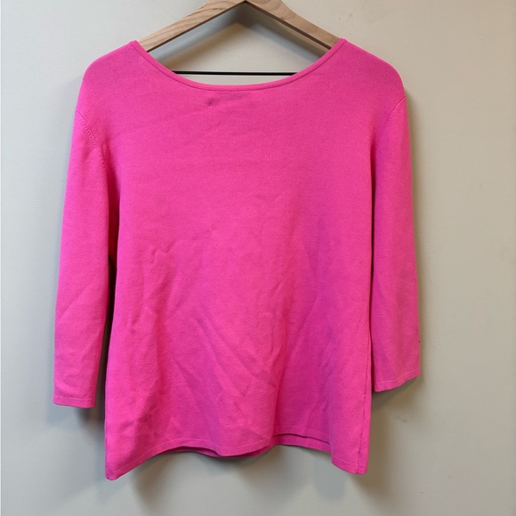 Joseph A Vtg 90’s Sweater Hot Pink Heart Cutout Rhinestones Ribbon Trim Size XL - Picture 2 of 4